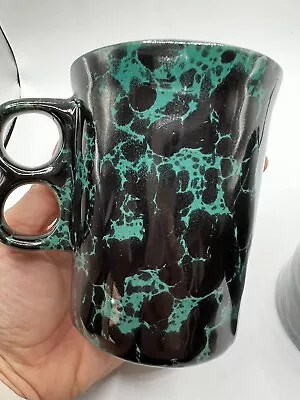 Set Of 2 Bennington Potters Green Agate Trigger Mug 1340 MCM Vermont Stoneware • $38