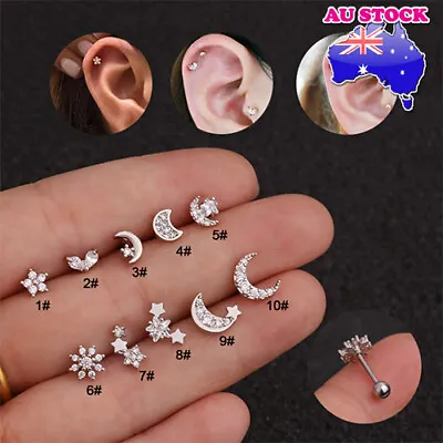 $9.96 • Buy Wholesale 1pc Mini Crystal Huggie Bar Ear Tragus Helix Piercing Post Earring