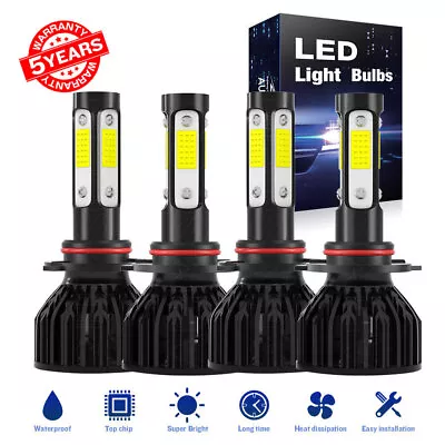 9006 9005 10000K LED Headlight KIT Combo Bulbs High Low Beam Super Bright White • $49.99