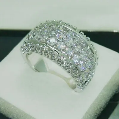 $2.17 • Buy Women 925 Silver Rings Wedding Gift Gorgeous Cubic Zircon Jewelry Sz 6-10