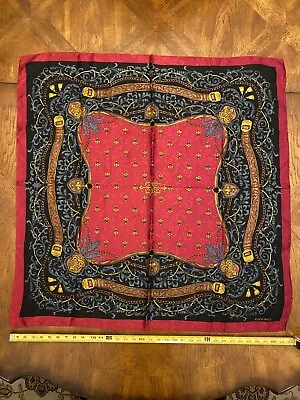 Ellen Tracy 34” Square 100% Silk Scarf Red Blue Brown • $11.99
