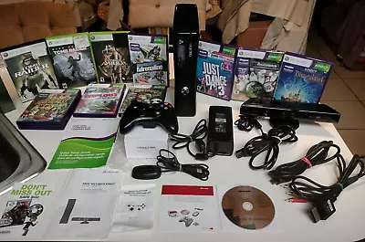 BUNDLE/TESTED Microsoft Xbox 360 S 1439 4GB Console W/Kinect Controller11Games • $117.88