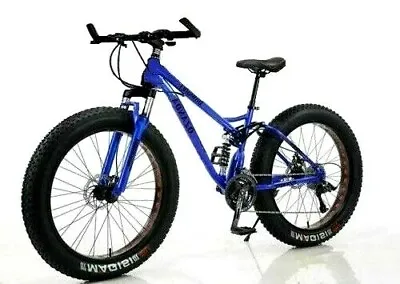 26  Large Fat Tire Bicycle Beach Mountain Bike Full Suspension 21 Speed • $599