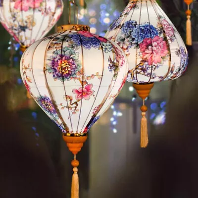 Chinese Flower Vintage Rustic Silk Lantern Outdoor Wedding Party Hanging Decor • $41.79