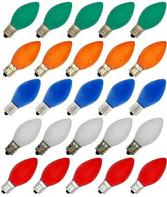 25 Pack C7 LED Ceramic Multicolor Replacement Light Bulbs For Christmas Light • $18.99