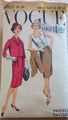 Vogue Special Design Pattern Size 14 Bust 34 Hip 36 Suit & Blouse S-4923  1958  • $25