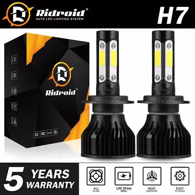 Pair 4-sides H7 LED Headlight Bulb 2400W 6000K 360000LM Replacement Bulb JO • $14.98