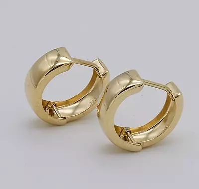 375 9ct Yellow Gold Men&Women 14mm Round Huggies Earring Brand New • £99