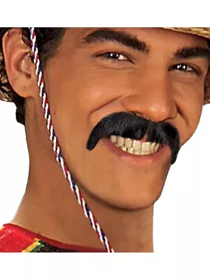 Deluxe Human Hair Black Pancho Mexican Costume Mustache • $9.98