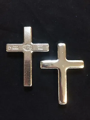 5oz YPS  Cross  999+ Fine Silver Bullion Bar  Yeager's Poured Silver  • £178.06