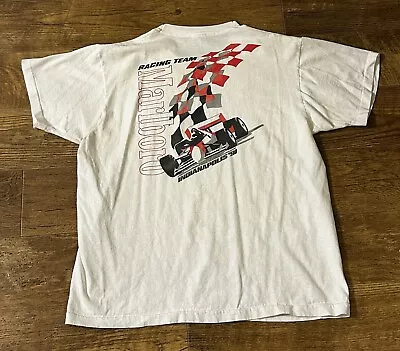 Vintage 90s F1 Racing Marlboro Racing Pocket White T-Shirt Size XL • $59.99