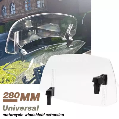 Universal Motorcycle Clip On Windshield Wind Screen Deflector Extension Spoiler • $19.90