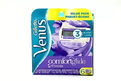 Gillette Venus Comfort Glide Freesia Replacement Cartridges New Box Of 6 Refills • $19.73