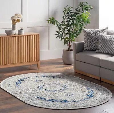 Verona Vintage Persian Area Rug Oval 3x5 Blue • $48.70