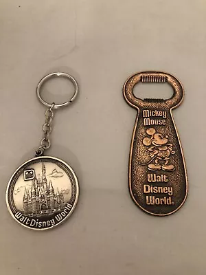 Vintage Walt Disney World Keychain Metal Coin Medallion And Mickey Mouse Opener • $19.99