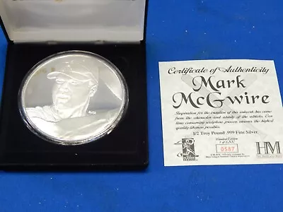 Mark McGwire 6 Troy Oz .999 Silver Round W/COA Highland Mint 1/2 Troy Pound • $239.99