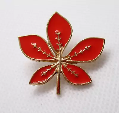 Japanese Maple Leaf - Red With Gold Tone - Vintage Lapel Pin - Tree - Gardening • $6.95