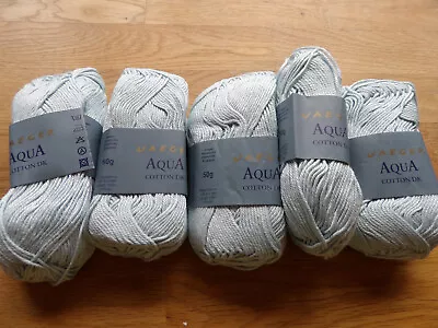 5 X Jaeger Aqua Cotton DK Double Knitting 100% Mercerised Cotton Blue Shade 304 • £19.99