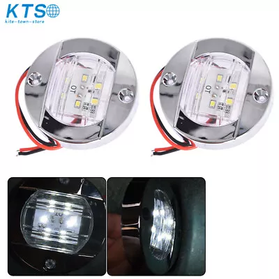 2x Round 3  Marine Boat Stern Transom Lights White 6 LED Deck Courtesy Light • $10.88