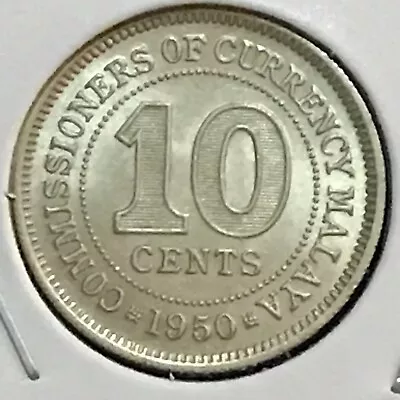 Malaya 10 Cents KM 8 CH BU 1950 • $4.50