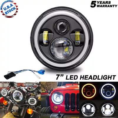 100W 7  Inch LED Projector Headlight For Honda Harley Kawasaki Motorcycle Yamaha • $29.23