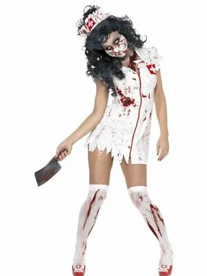Halloween Zombie Nurse Costume Ladies Womens Scrubs Fancy Dress Adult Size 4-18 • £30.15