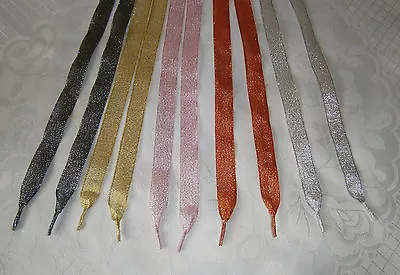 Glitter Ribbon Laces -ShoesTrainersBoots -AdultsJuniorInfants- Aglet Ends • £1.75