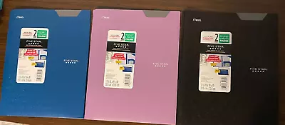 Lot Of 3 - Mead Five Star 2 Pocket Folders W/Prong Fasteners (BluePurpleBlack) • $10.99