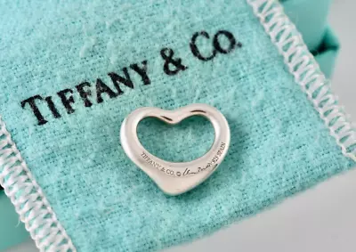 Tiffany & Co. Elsa Peretti Silver Small Open Heart 16mm Pendant • $120