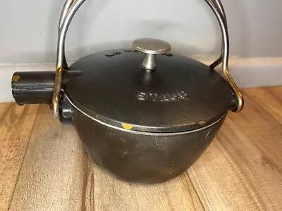 Staub La Theiere Round Black Matte Cast Iron Teapot Made In France  • $49