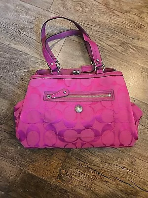 Coach Laura Signature Magenta Purse Shoulder Bag • $39