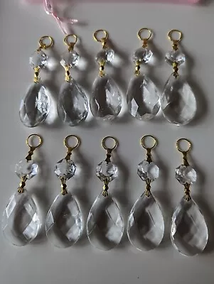 10 VGC Vintage Chandelier Glass Drops Prisms Spares Sun Catcher Craft Renovation • £8.99