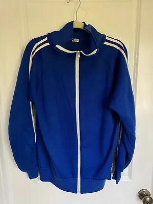 Vintage Sears Blue Track Suit Warm Up Jacket Racing Stripe Zip Up Unisex Large • $39