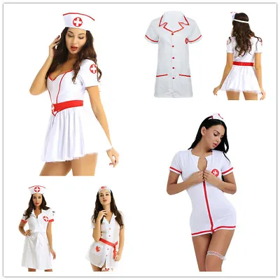 Adult Women Nurse Doctor Fancy Costume Halloween Party Outfit Role Play Uniform • £17.39