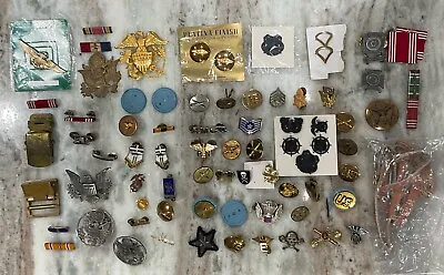 Very Large Assortment Of Military Insignia Shoulder Brass Hat Etc. ￼ • $69