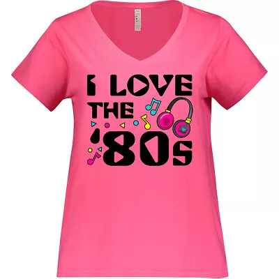Inktastic I Love The '80s-musical Notes Women's Plus Size V-Neck 80s Eighties • $24.99