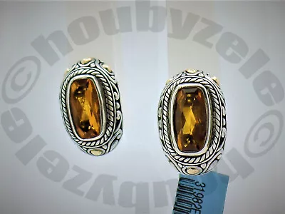 Samuel B Behnam BJC Sterling Silver 18K Yellow Gold Citrine Huggie Earrings • $150