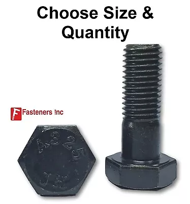 Grade A325 Structural Hex Bolts Plain Black Finish Type 1 Heavy ALL SIZES & QTYS • $7.99