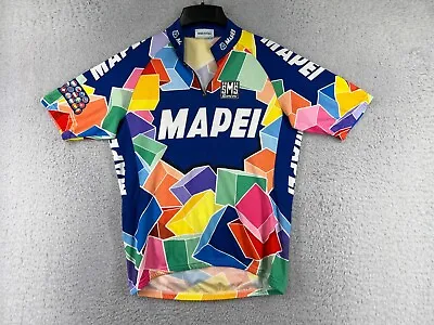 Santini Cycling Jersey Adult Extra Large Blue Rainbow Mapei 1/4 Zip SMS Poly Ble • $41.24