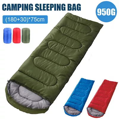 4 Season XL Single Person Envelope Zipper Sleeping Bag Outdoor Camping Hiking UK • £14.24