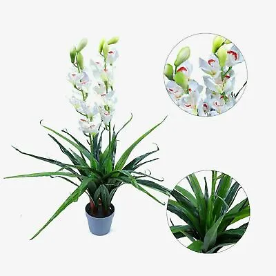$89.99 • Buy 100cm Faux Artificial Cymbidium Plant Potted W/Real Touch Flower Silk Home Decor