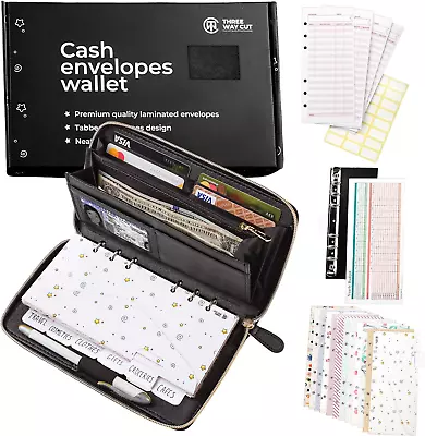 Cash Envelope Wallet All In One Budget System With 12X Tabbed Cash Envelopes • $31.34