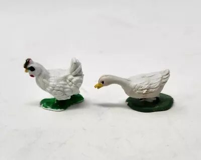 Lot Of 2 Vintage Mini Miniature Farm Animals Rooster Duck Hong Kong Hard Plastic • $11