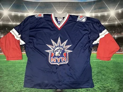 New York Rangers Hockey Starter Vintage Lady Liberty Jersey Blue Sz 52 Preowned • $245