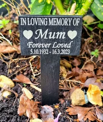 Personalised Memorial Slate Grave Stone Marker Stake Plaque Mum Dad ANY NAME • £9.99