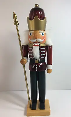 Nutcracker King Statue Dark Red Coat Dark Green Trousers 14 In • $35.95