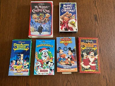 Disney Christmas 6 VHS Lot - Sing Along Songs Muppets Mickey’s Christmas Carol • $19.99