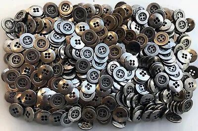 Small 11mm 15mm Aged Antique Silver Industrial Metal 4 Hole Buttons Q189D-Q189E • $1.73
