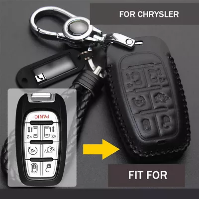 Genuine Leather Car Key Fob Case Cover Holder Bag For Chrysler Pacifica Voyager • $26.20