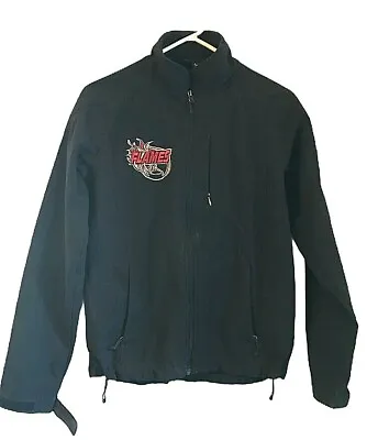 Double Diamond Mens Softshell Jacket Black Full Zip Fleece Lined Flames HANKO S • $19.98